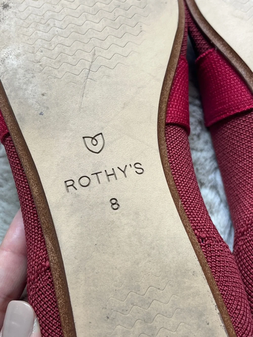 Rothys Cinnamon The Mary Jane Red Bow Point Flats Maroon Ribbon Tie Loafer 8 - Picture 9 of 14